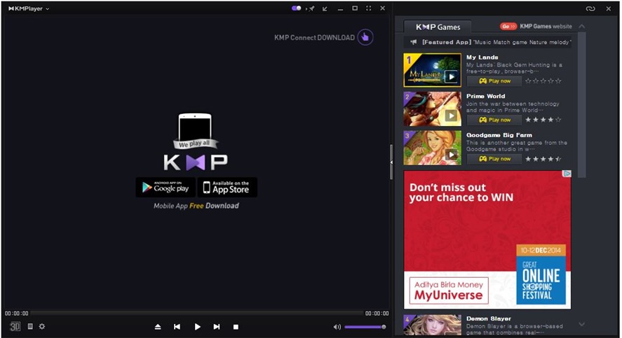 حذف تبلیغات kmplayer