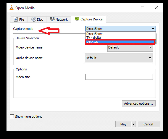 فیلمبرداری از دسکتاپ با vlc