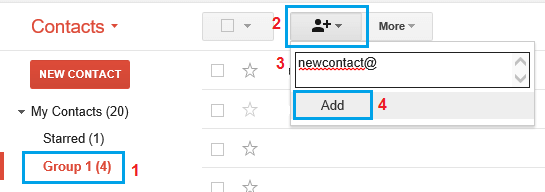 افزودن مخاطبین جدید به گروه تماس در Gmail