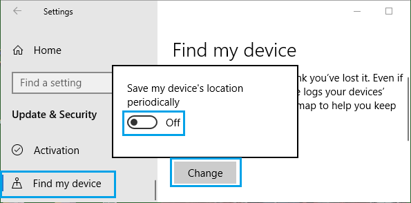 تنظیم Find My Device ویندوز 10 