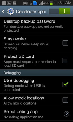 حالت USB Debugging