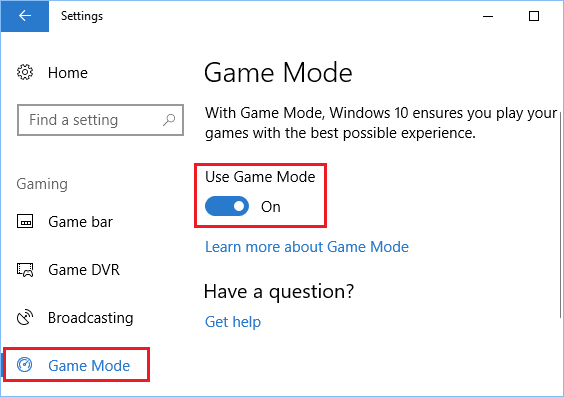 گزینه Use Game Mode 