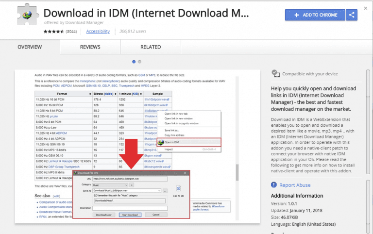 Download in IDM کروم
