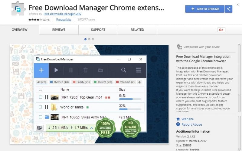 افزونه Free Download Manager