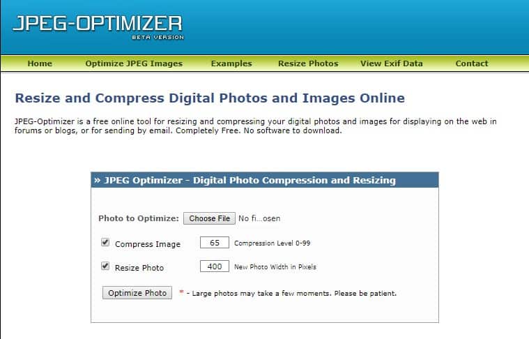 فشرده سازی آنلاین تصاویر JPEG Optimizer
