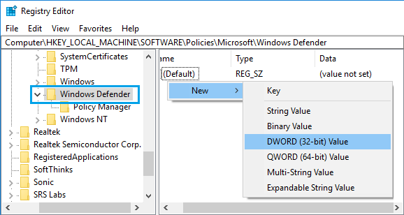  غیرفعال سازی Windows Defender 