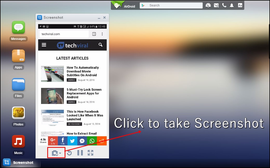 عکس گرفتن از صفحه گوشی اندروید از رایانه شخصی با AirDroid