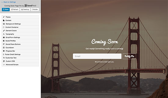 صفحه فرود در وردپرس با Coming Soon Pro by SeedProd