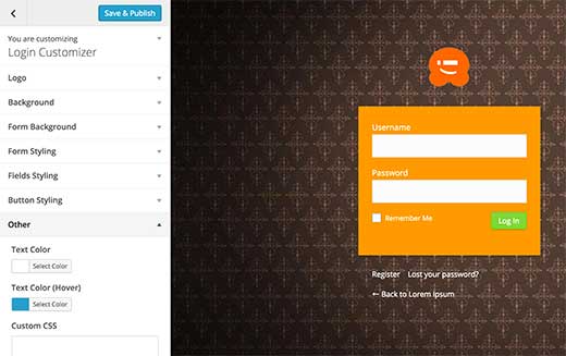 افزونه Custom Login Page Customizer