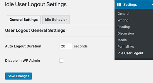 افزونه Idle User Logout