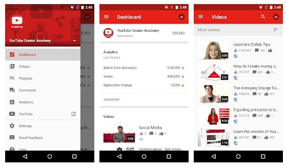برنامه اندروید YouTube Studio