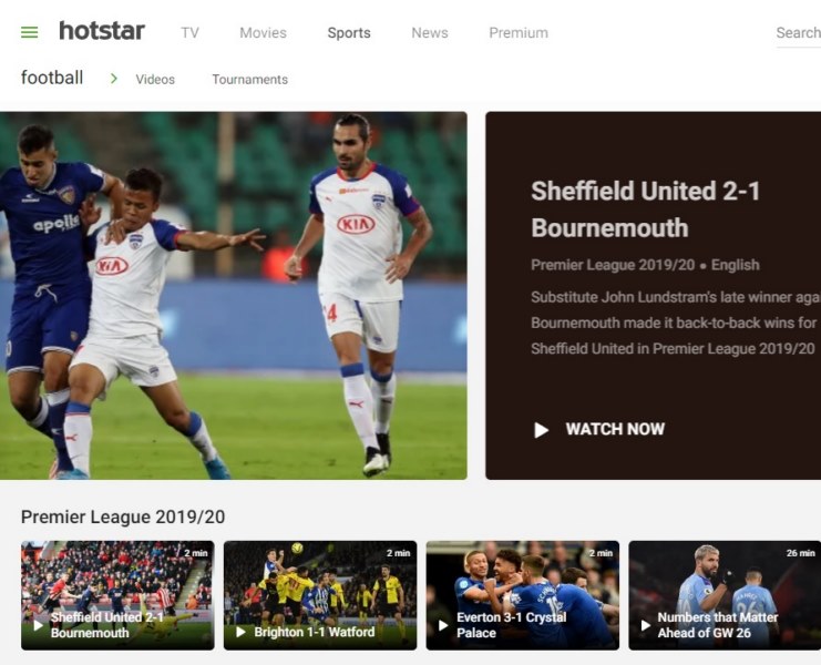 بهترین سایت های پخش رایگان ورزش Hotstar