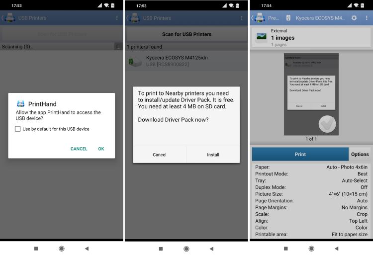 پرینت اندروید با استفاده از کابل USB یا بلوتوث