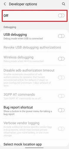 خاموش کردن USB debugging