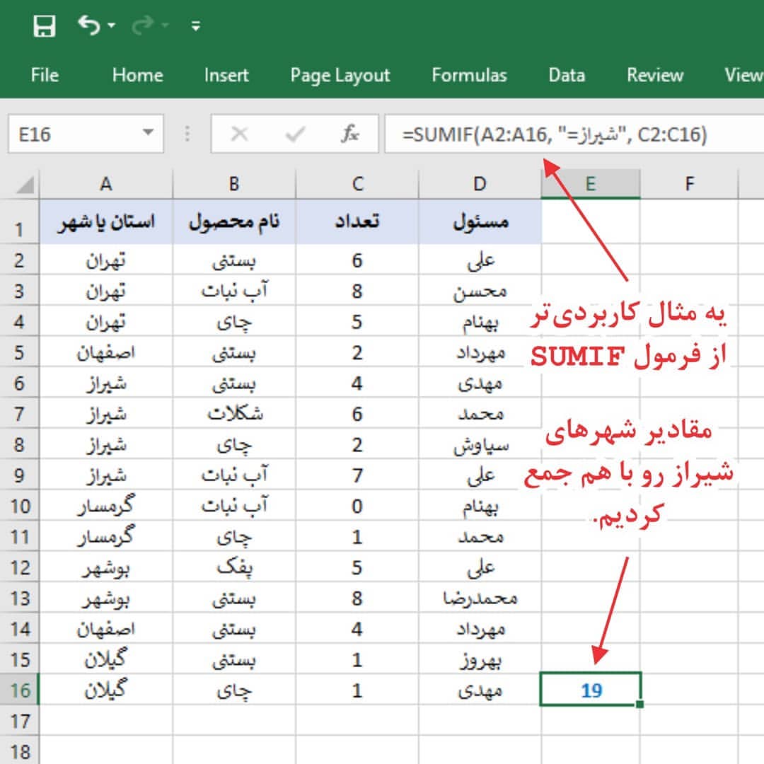 تابع چند شرطی در اکسل