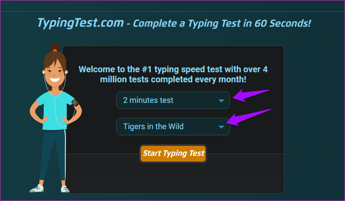 Typing test. Welcome 2 Test.