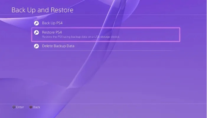 بازیابی اطلاعات پشتیبان PS4
