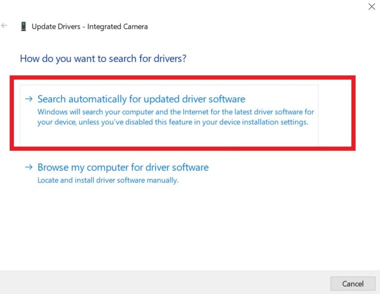 بروزرسانی خودکار درایور از طریق Device Manager