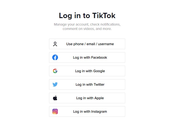 به حساب TikTok خود وارد شوید