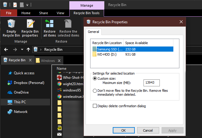 حذف Recycle Bin