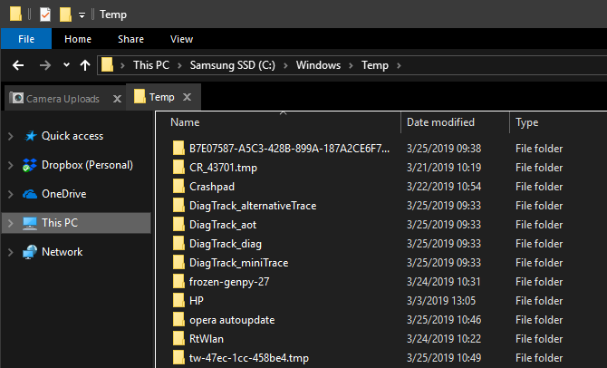 پوشه Windows Temp