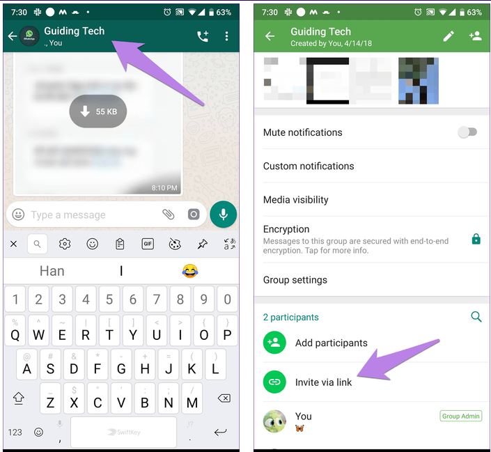 برای گروههای WhatsApp پیوند ایجاد کنید