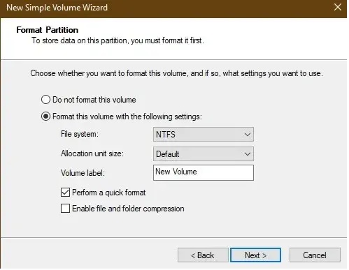 فرمت فلش با Disk Management