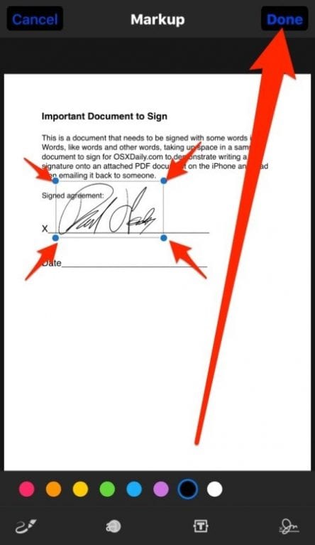 امضای PDF الکترونیکی در گوشی iOS