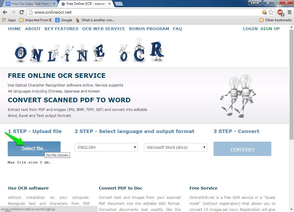 وب سایت OCR آنلاین