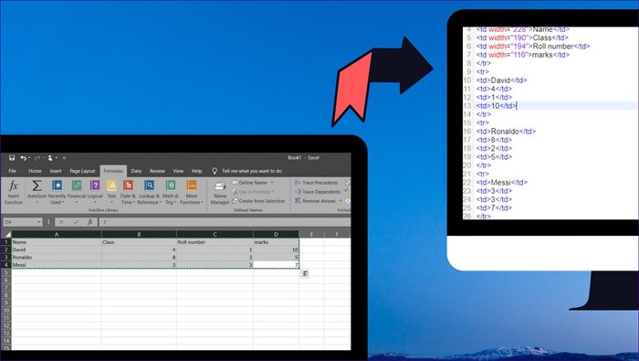  تبدیل اکسل به  HTML