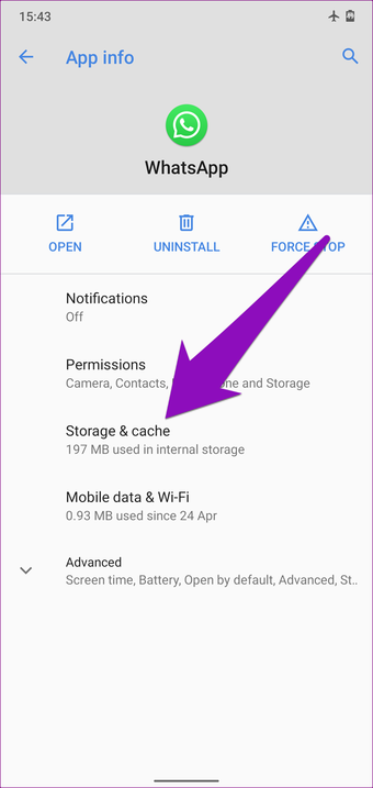 حذف حافظه Cache واتساپ 