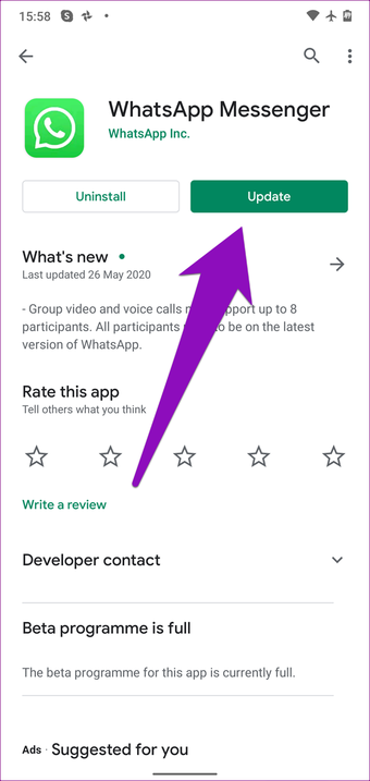 آپدیت WhatsApp