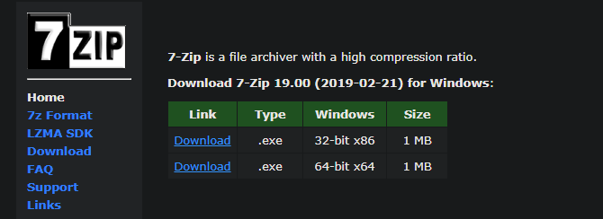نسخه های 7-Zip 