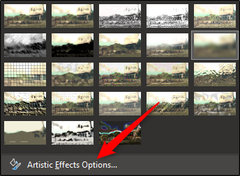 "Artistic Effects Options" را انتخاب کنید.