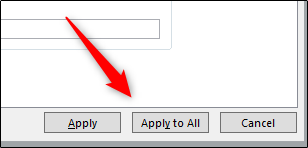 برای افزودن مطالب خود به همه اسلایدها در ارائه ، روی "Apply to All" کلیک کنید.