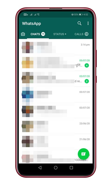 برنامه WhatsApp را در گوشی خود باز کنید