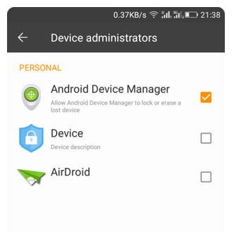 روی Android Device Manager کلیک کنید