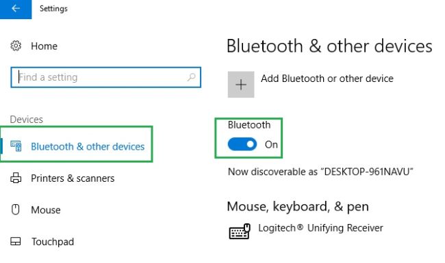 Bluetooth را روشن کنید