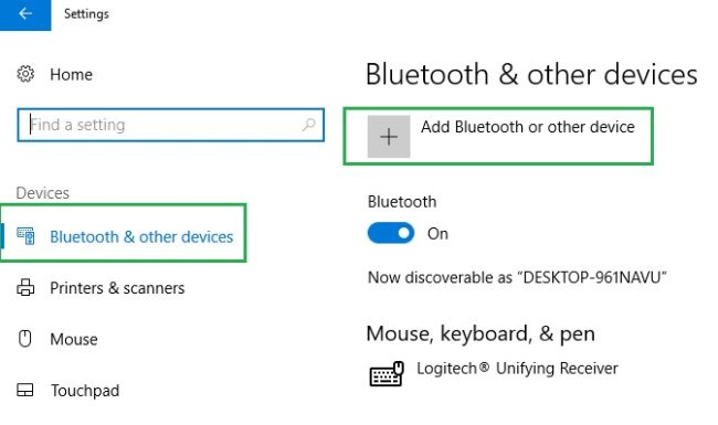 روی دکمه "Add Bluetooth or other device"  کلیک کنید