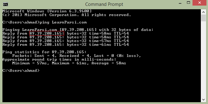 با استفاده از Command Prompt