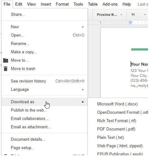 تبدیل در Google Docs