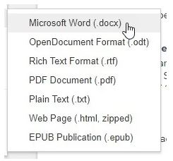 تبدیل در Google Docs