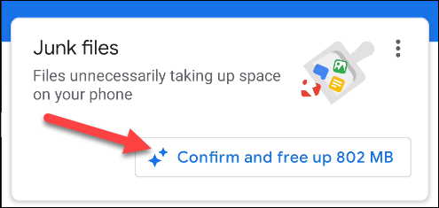 روی “Confirm and Free Up (X) MB” ضربه بزنید