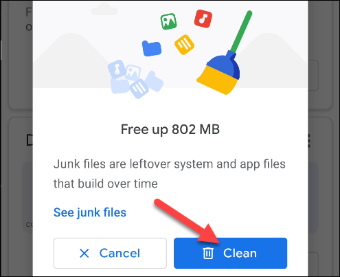 روی «Clean» ضربه بزنید.