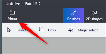 گزینه Menu در Paint 3D