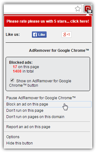 پلاگین AdRemover برای  گوگل کروم