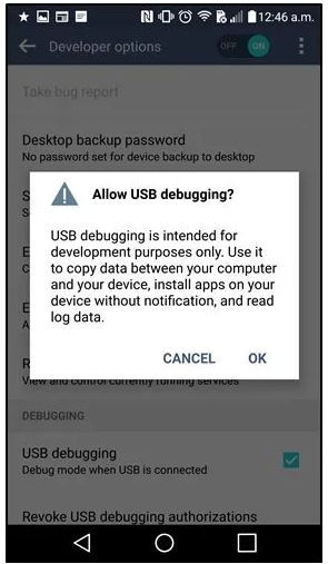 Usb Debugging را فعال کنید