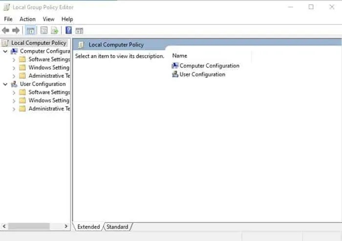"Local Group Policy Editor" را باز کنید