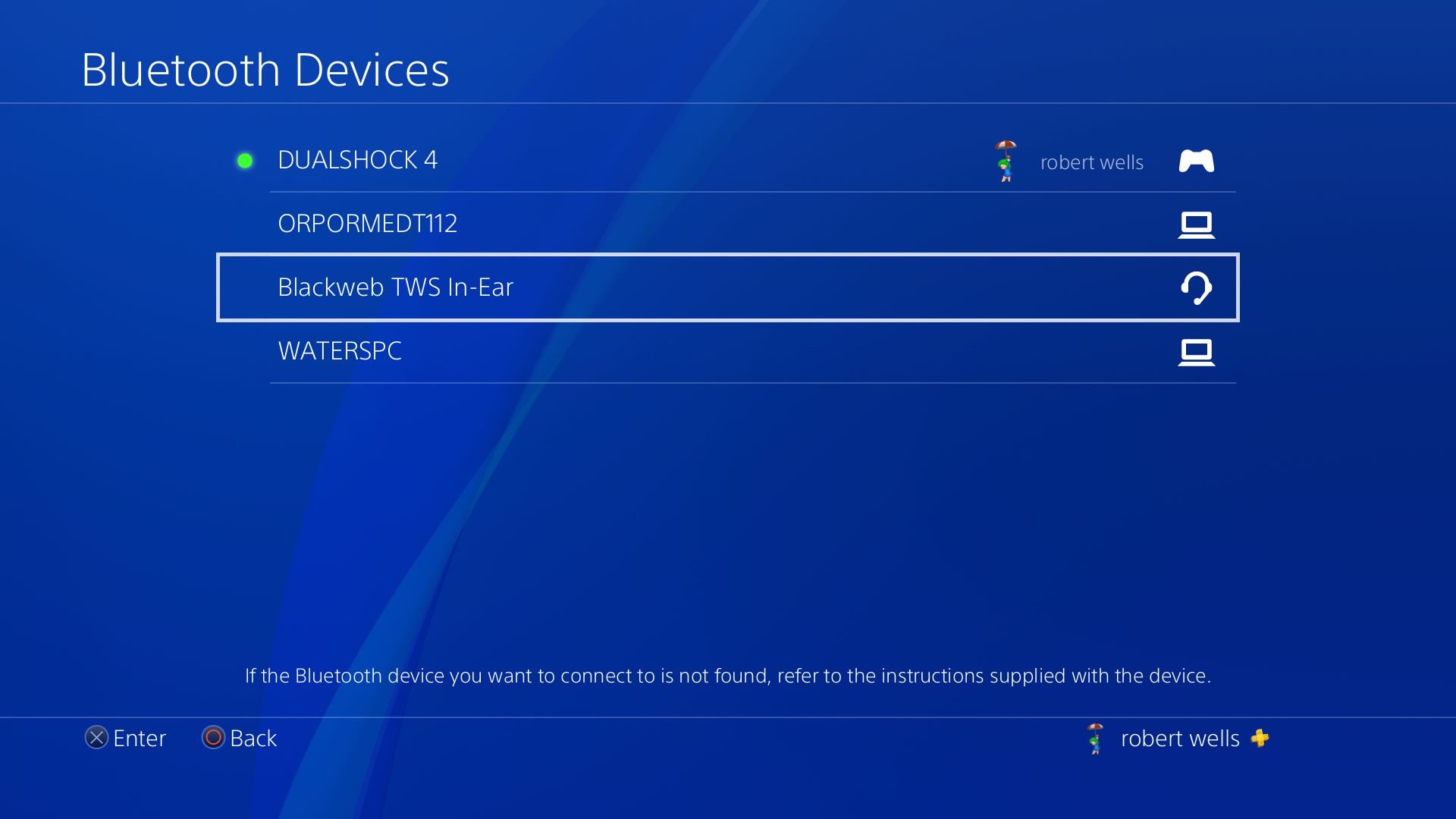 هدست سازگار خود را از لیست انتخاب کنید تا با PS4 جفت شود.