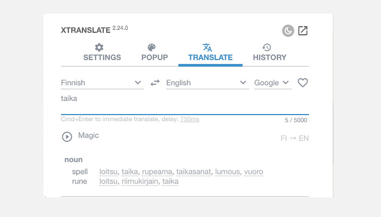 افزونه XTranslate مرورگر